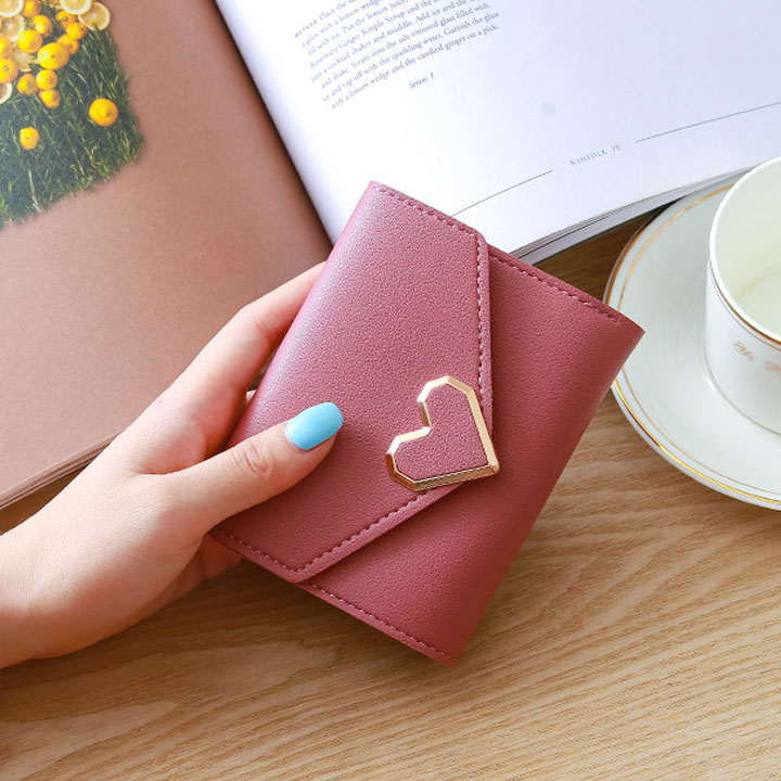 Ví nữ mini cầm tay khóa trái tim dễ thương