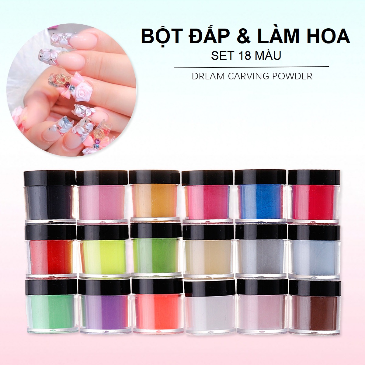 Set 24 Màu Bột Đắp Móng & Bột Làm Hoa