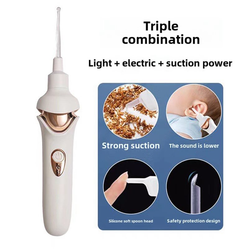 Electric Vacuum Ear Wax Remover Bright Ear Aspiration Device Ear Selection Spiral Cleaning Tools for Children and Adults.