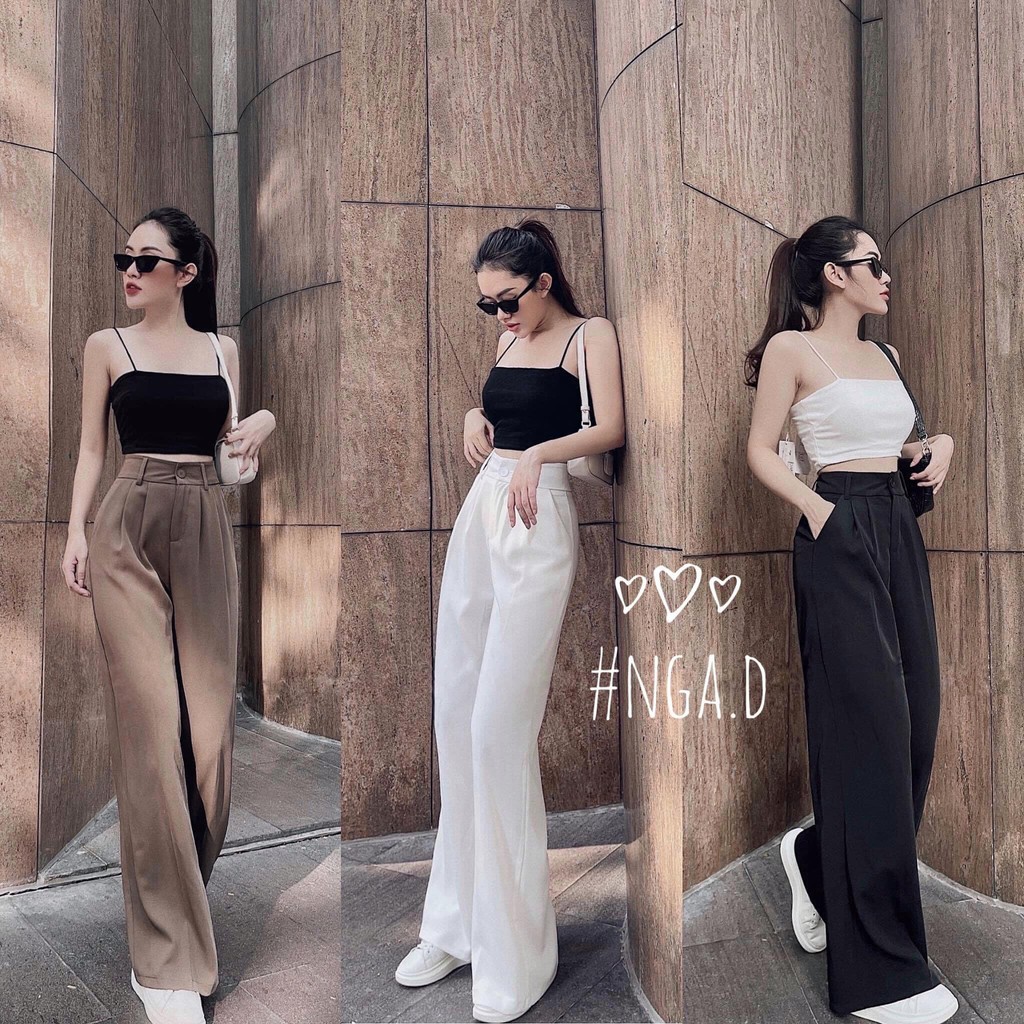 Quần ống rộng nữ lưng chun vải ruby cao cấp