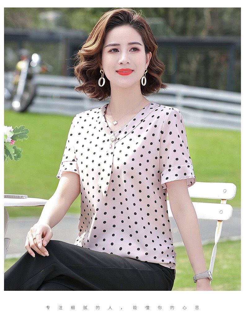 Áo kiểu chấm bi quý cô thanh lịch -n222