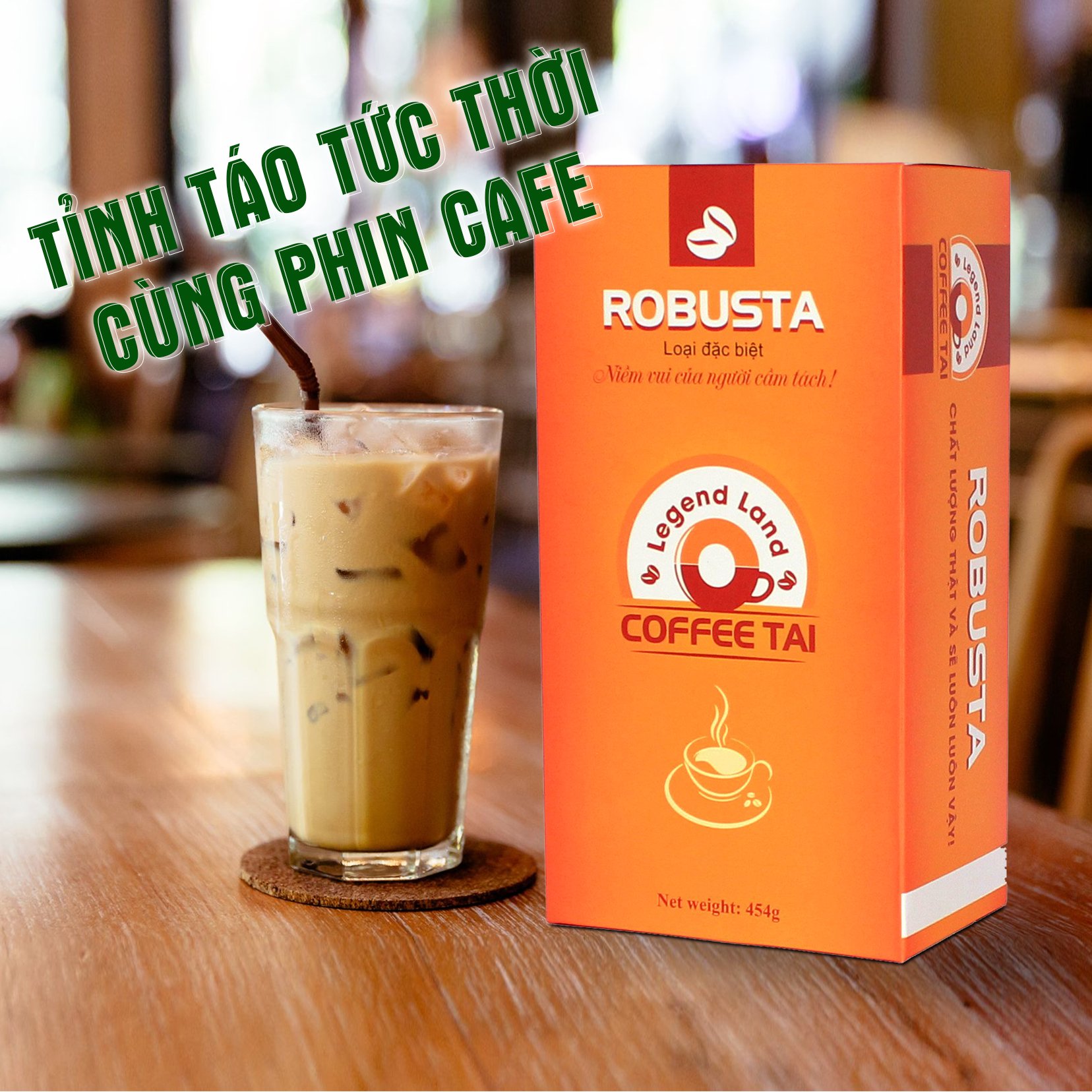 Cà phê rang xay nguyên chất COFFEETAI 1 hộp cafe rang xay robusta 454gr gu đậm đà thơm nồng đậm vị, cafe mộc pha phin đã xay sẵn