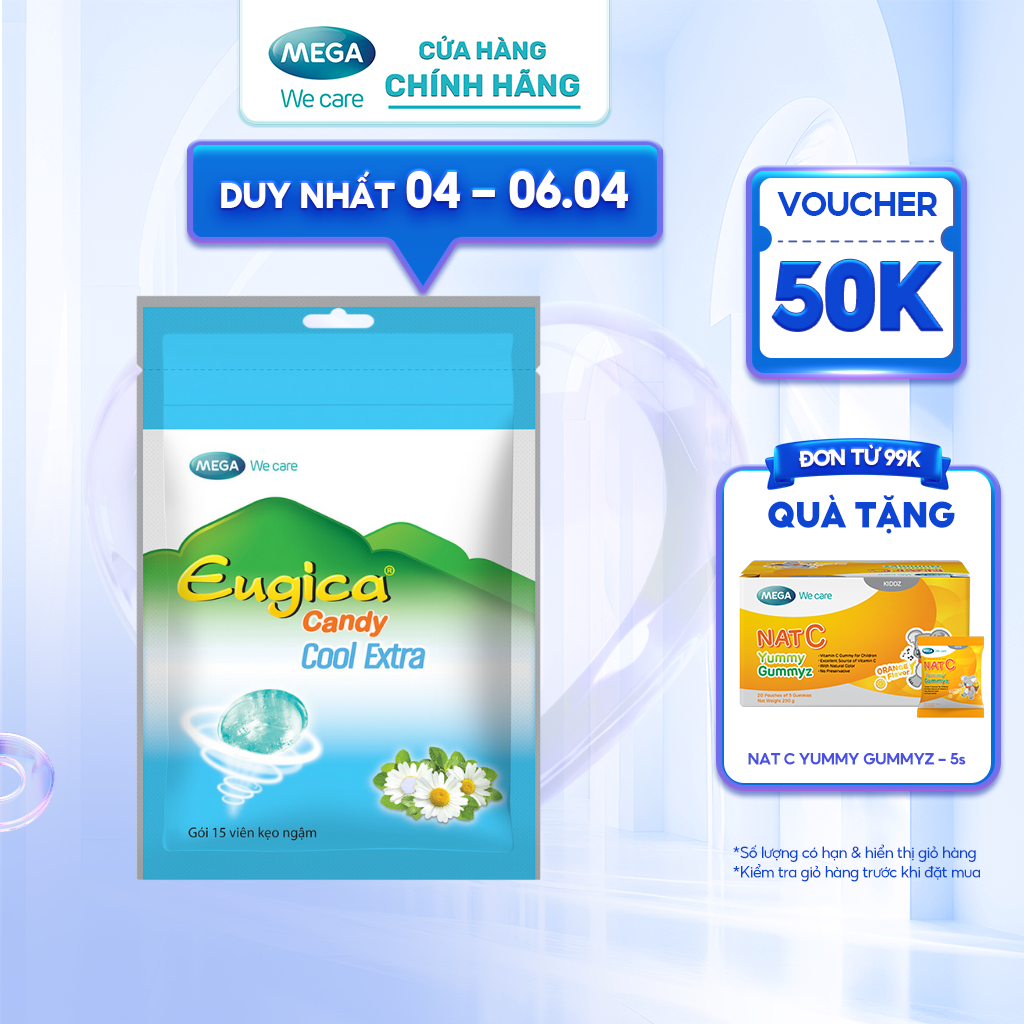 Kẹo ngậm thảo dược the mát EUGICA CANDY COOL EXTRA (Túi zip 15 viên)