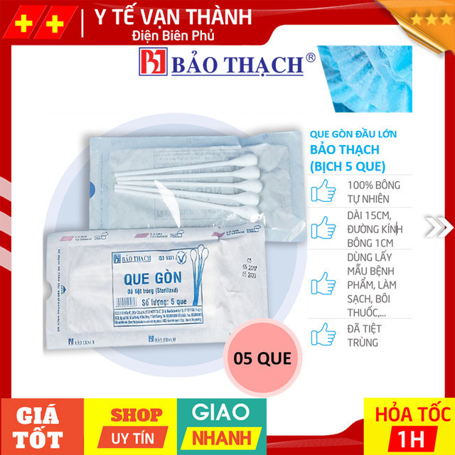 ✅ Que Gòn Đầu Lớn Bảo Thạch (Bịch 5 Que) -VT0158 - Y Tế Vạn Thành