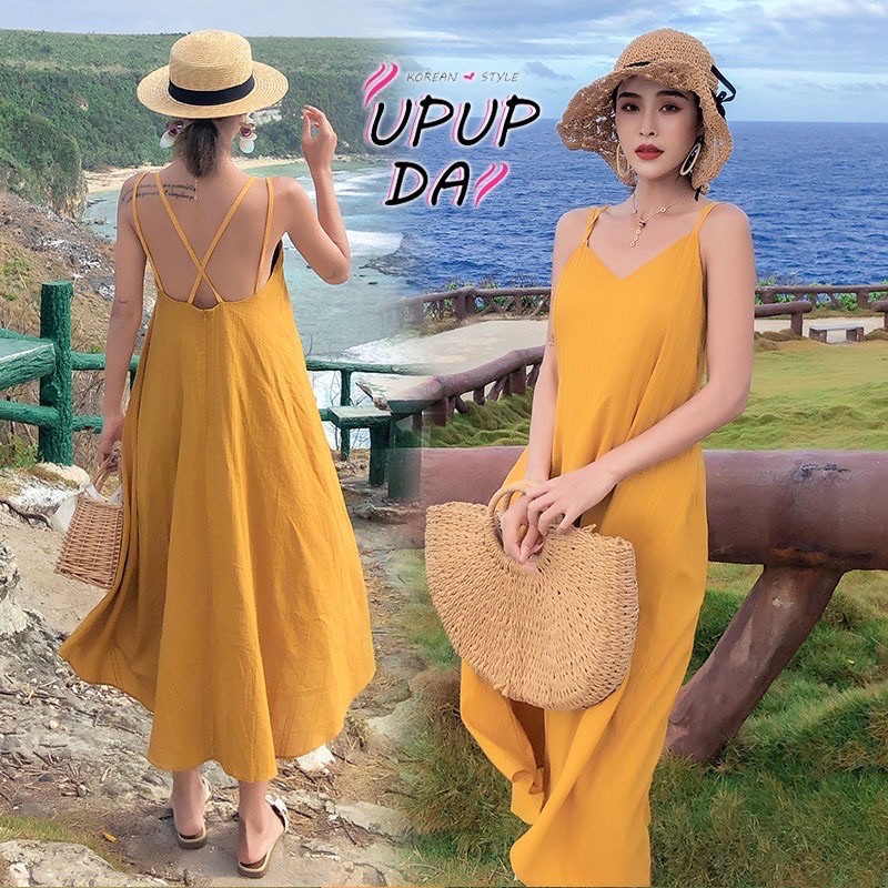 Đầm cami đan lưng chất đũi xước đẹp