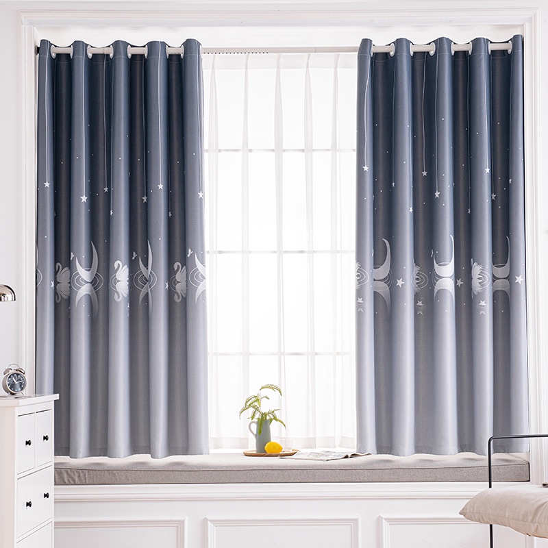 Rèm khoen lỗ, khoen ri đô, rèm dán tường mẫu ánh trăng xám chống nắng decor trang trí nhà cửa, nhiều size