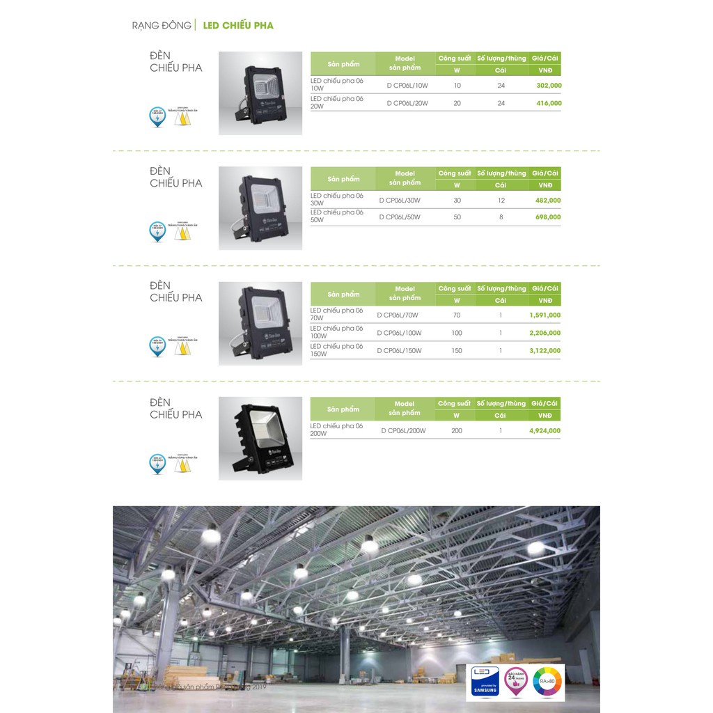 Đèn Pha LED 50W Rạng Đông Model: CP06 50W