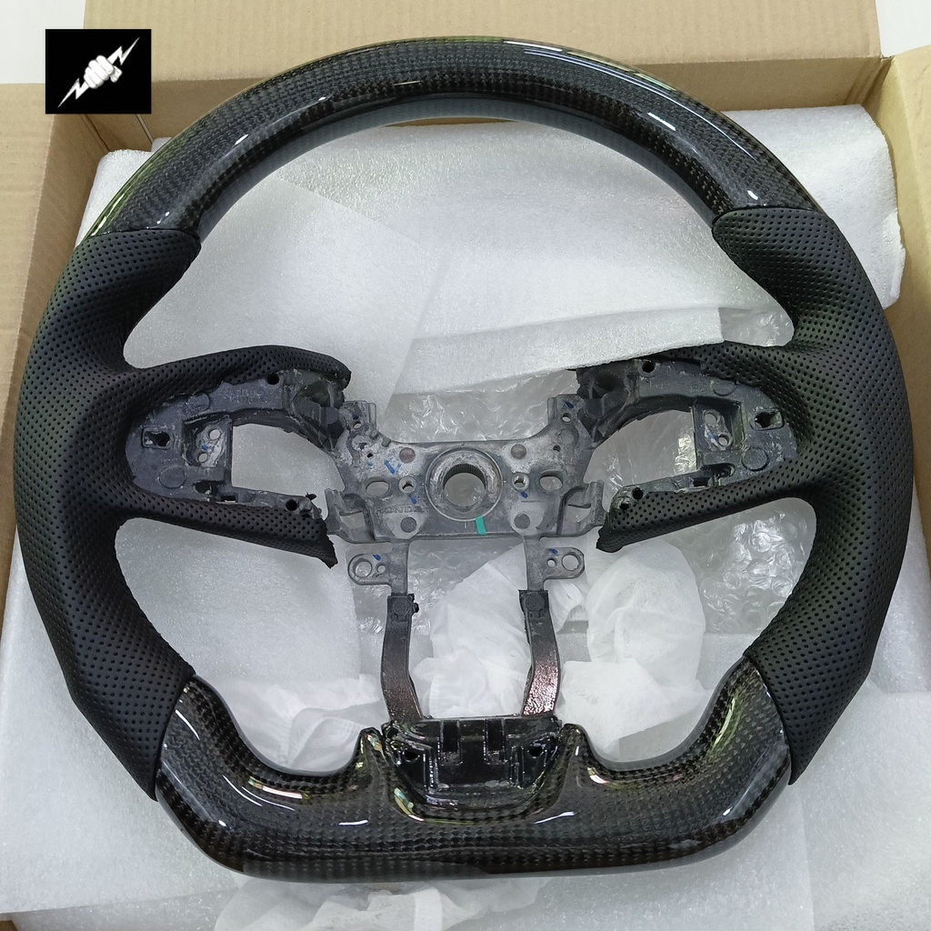 Customize Carbon Fiber with Leather Skin Steering Wheel Honda Civic