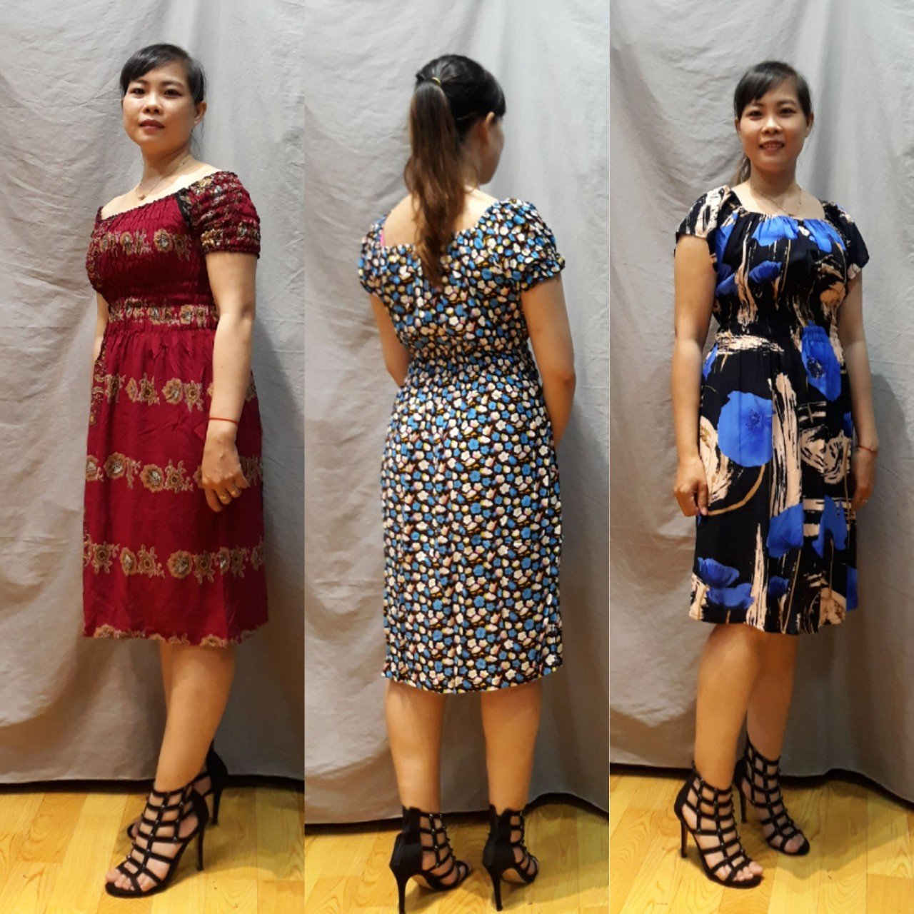 Đầm lanh tay búp ngắn