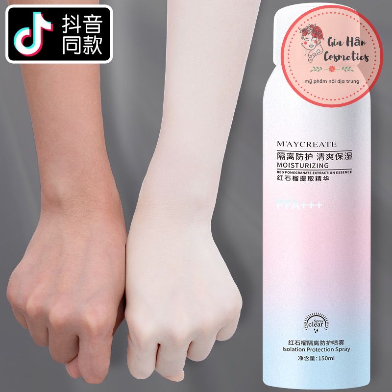 Xịt chống nắng makeup nâng tone da maycreate