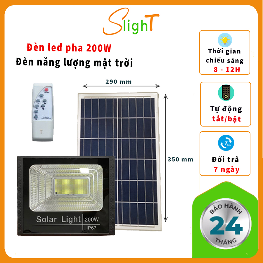 Đèn Led Pha Năng Lượng Mặt Trời Công Suất 200W,Cảm Biến Ánh Sáng Tự Tắt Khi Trời Sáng, Tự Bật Khi Trời Tối - Đèn Năng Lượng Mặt Trời 200w, Đèn Sân Vườn, Đèn Tiết Kiệm Điện - SlighT