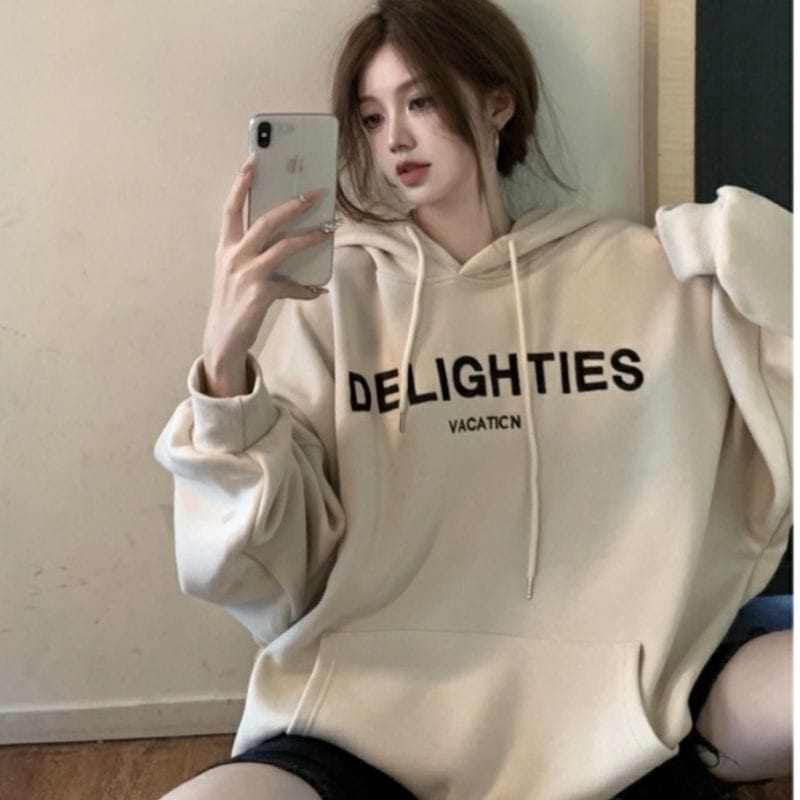 Sweater Hoodie Wanita Oversize Delighties Vacation Size M.L.XL Sweater Hoodie Wanita Korean Style Hoodie Charcol Denim Capuchino Hitam Model Pull Over Untuk Wanita Lazada Lazada Indonesia