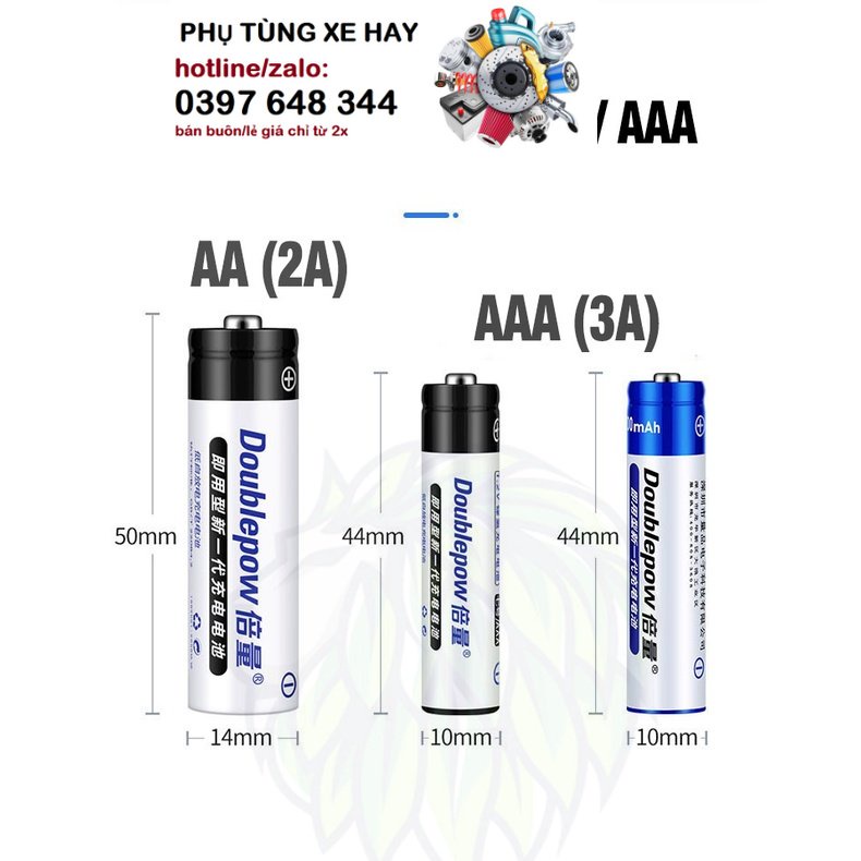 Bộ 04 Pin Sạc AA 1200mAh Doublepow (Hàng Chính Hãng)