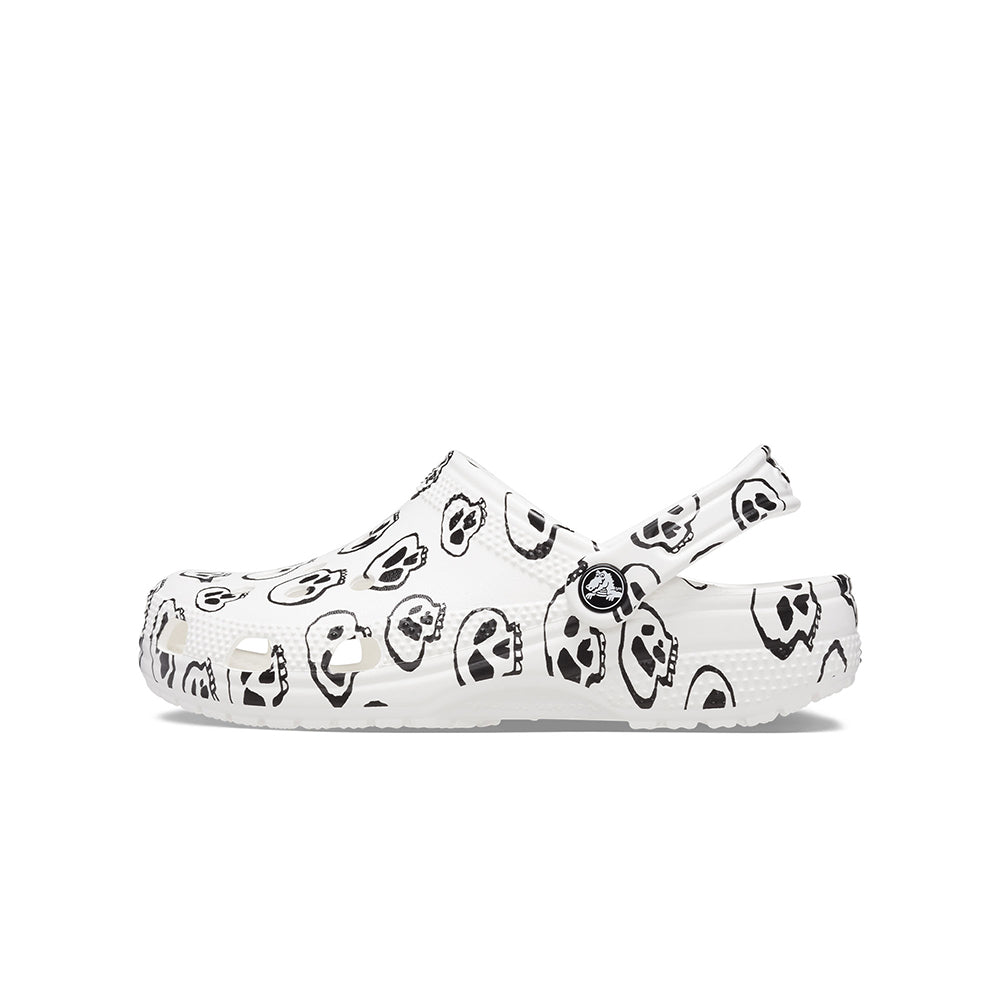 Giày Clog Unisex Crocs Classic Skull Print - White/Black