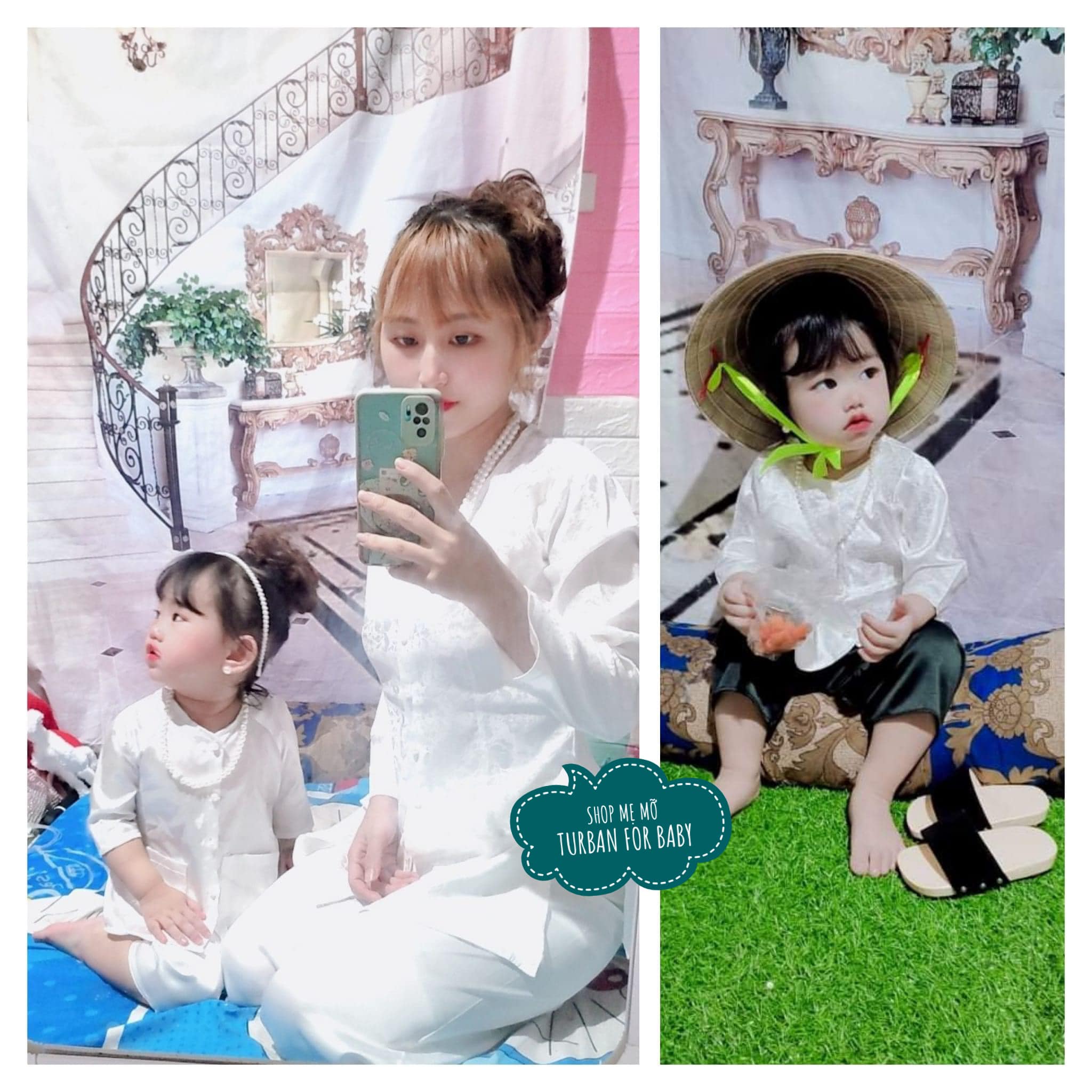 BỘ BÀ BA CƯNG XỈU CHO MẸ VÀ BÉ quần đen