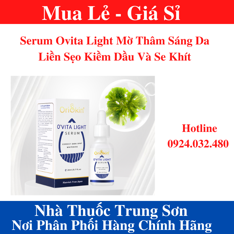 [Chính Hãng-Giá Sỉ]OriSkin O’vita Light Serum ( 1 HỘP 30ML ) 👍 [CHÍNH HÃNG] ❤️ Serum Ovita Light Mờ Thâm Sáng Da Liền Sẹo Kiềm Dầu Và Se Khít - Trung Sơn 1