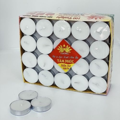 nến bơ sạch tealight 100 viên cháy 2h