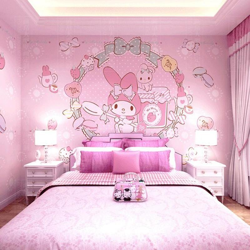 Cartoon Melody Theme Wallpaper Pink Girls' Room Bedroom Wallpaper