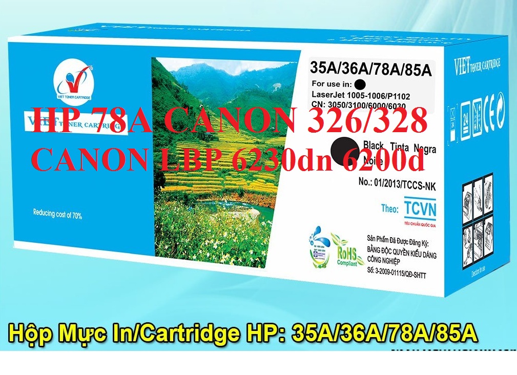 Hộp Mực 85A 35A Canon 6000 6030w 6030 3050 6018 F166400 312-325 MF 3010 HP P1102 M1136 M1130 M1132mf  M1212nf  M1139 -Có Lỗ Đổ Mực