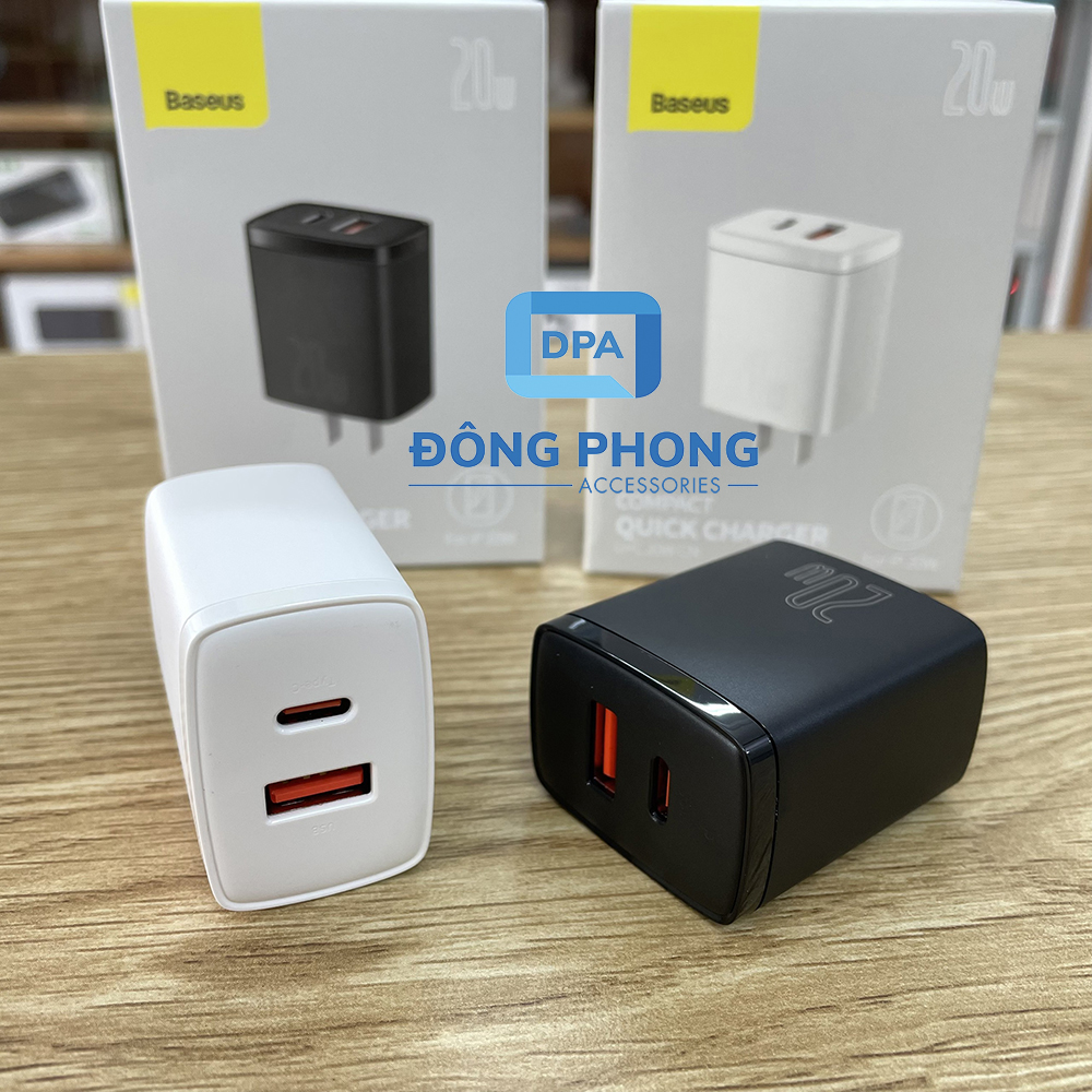 Củ Sạc Nhanh Đa Năng Baseus PD 20W Compact ( USB + Type C Dual Port, QC 3.0 Multi Quick Charge Support )