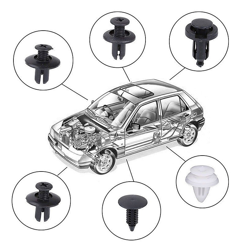 Tấm Chắn Bùn Xe Hơi Thông Dụng 100 Chiếc Chốt Đinh Tán Bằng Nhựa Kẹp Chốt Đẩy