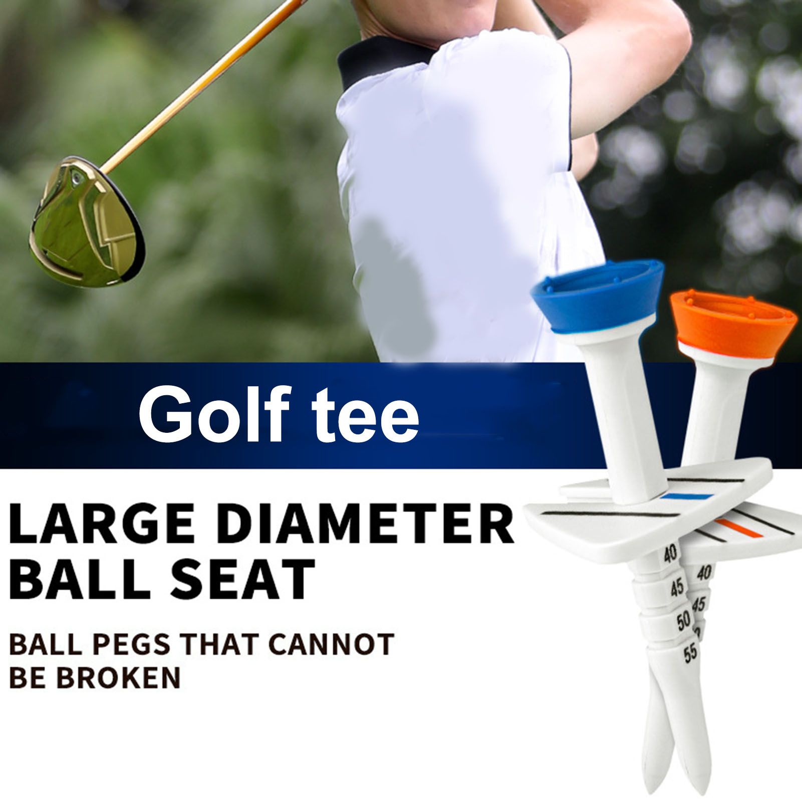 guyouzi® Golf Training Spike Golf Tee with Round Ball Holder Adjustable Golf Tee with Aiming Line 77mm Height 5 Levels Spike Holder Golf Training Aid and Accessories