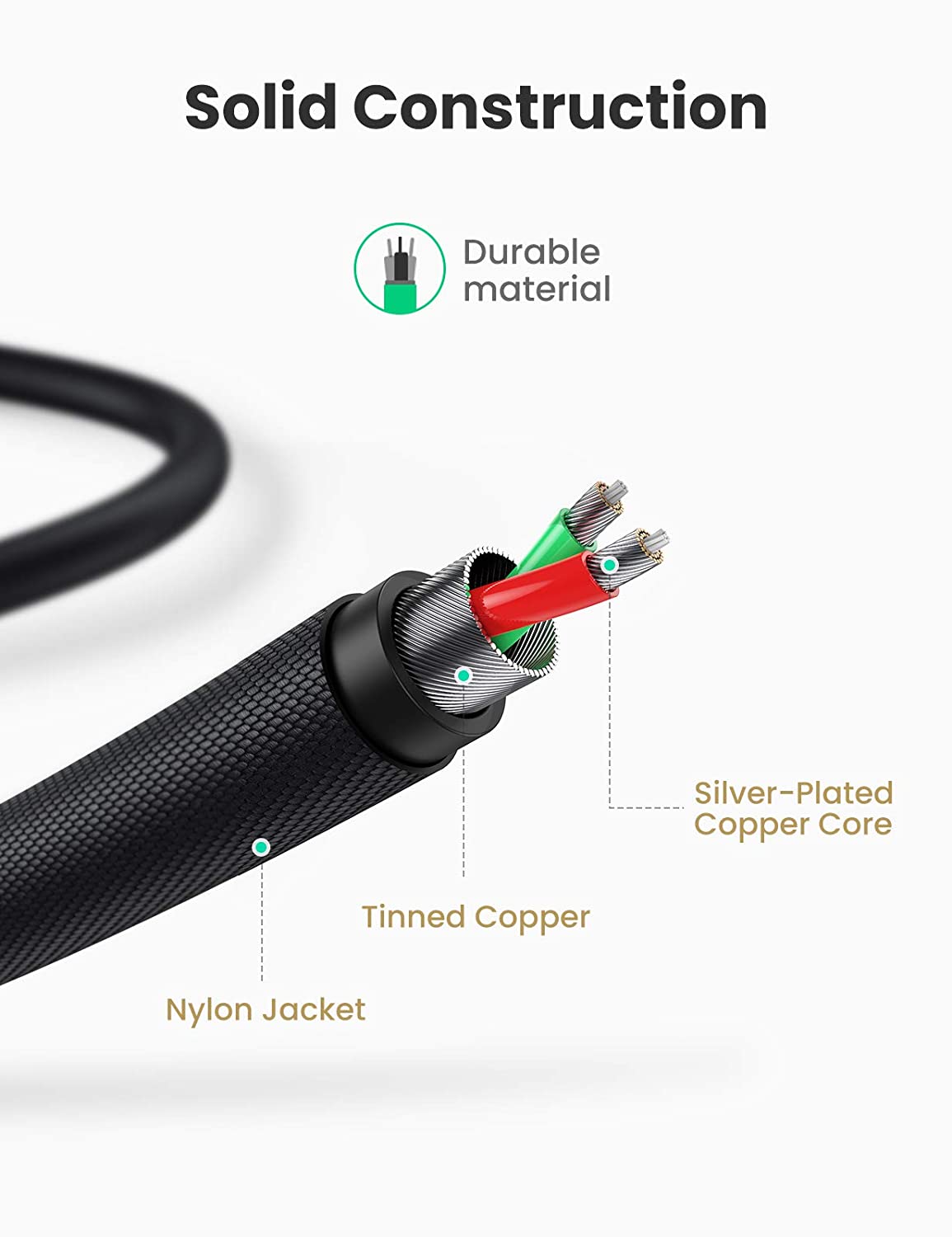 Dây cáp 2RCA sang Lightning dạng dù bện UGREEN AV166