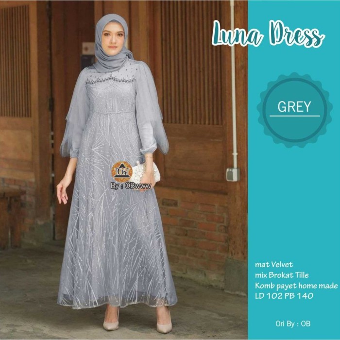 TERLARIS !!!! Dress Gamis Brokat Busana Muslim Wanita Gamis