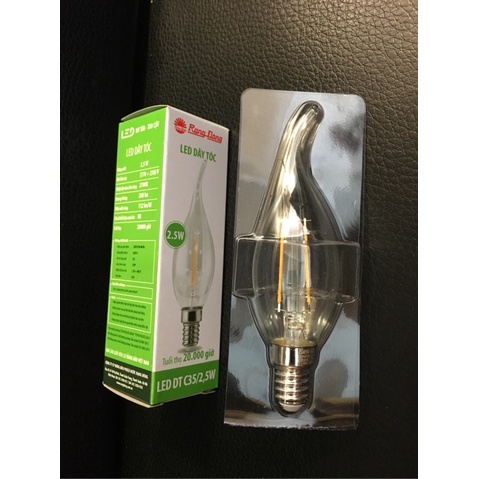 Bóng đèn LED NẾN DÂY TÓC 2.5W Model: C35/2,5W E14 ánh sáng vàng