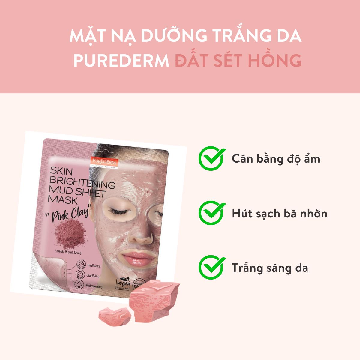 Purederm Mặt nạ dưỡng sáng " Đất Sét Hồng"