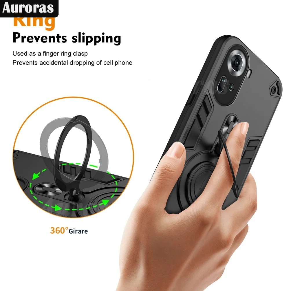 For OPPO A60 Case Shockproof Armor iron Metal Ring Kickstand Bracket Casing for For OPPO Reno 11 10 10Pro Cover Casing HP.