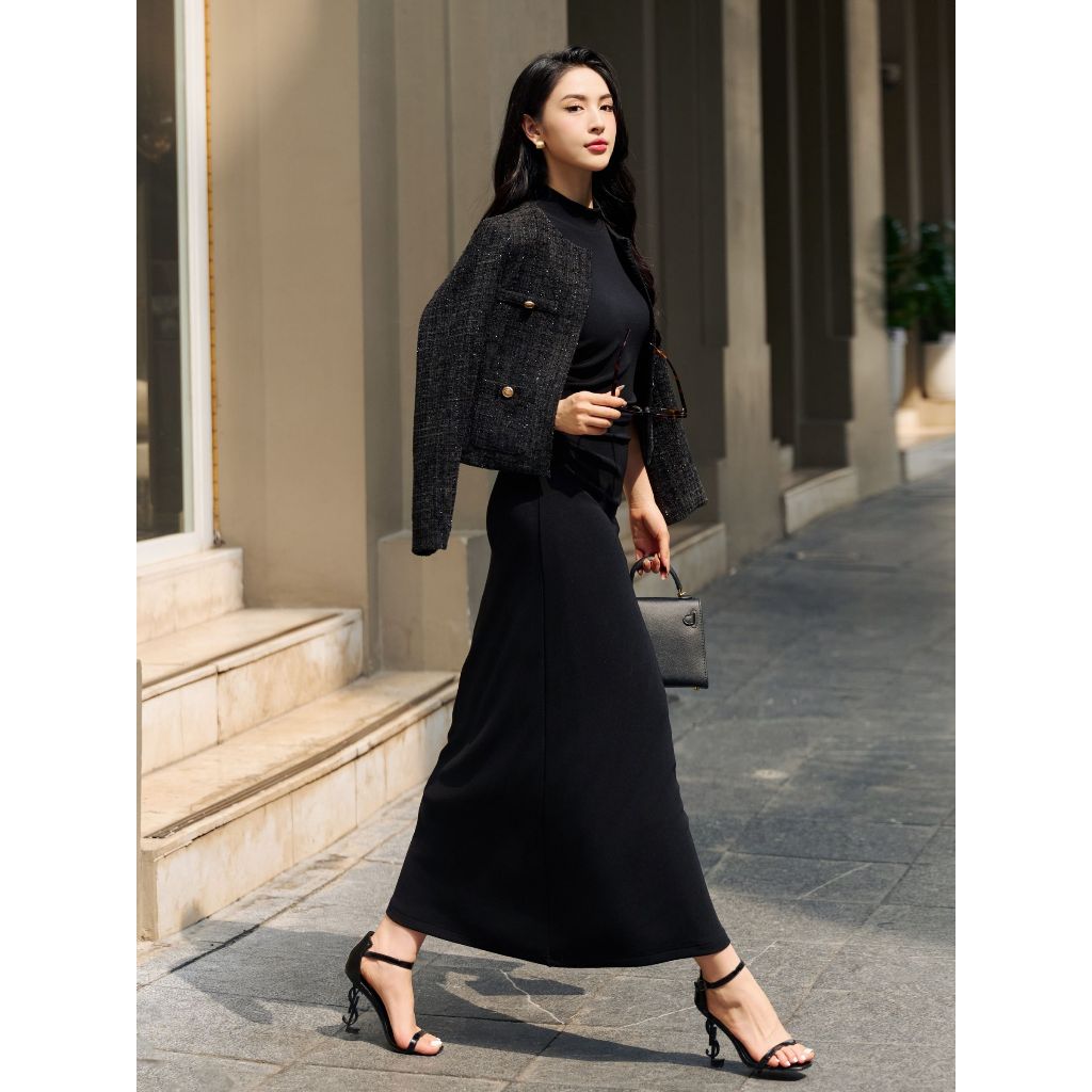 JOVEN Đầm Thun Glorie Chiết Eo Thanh Lịnh Trẻ Trung