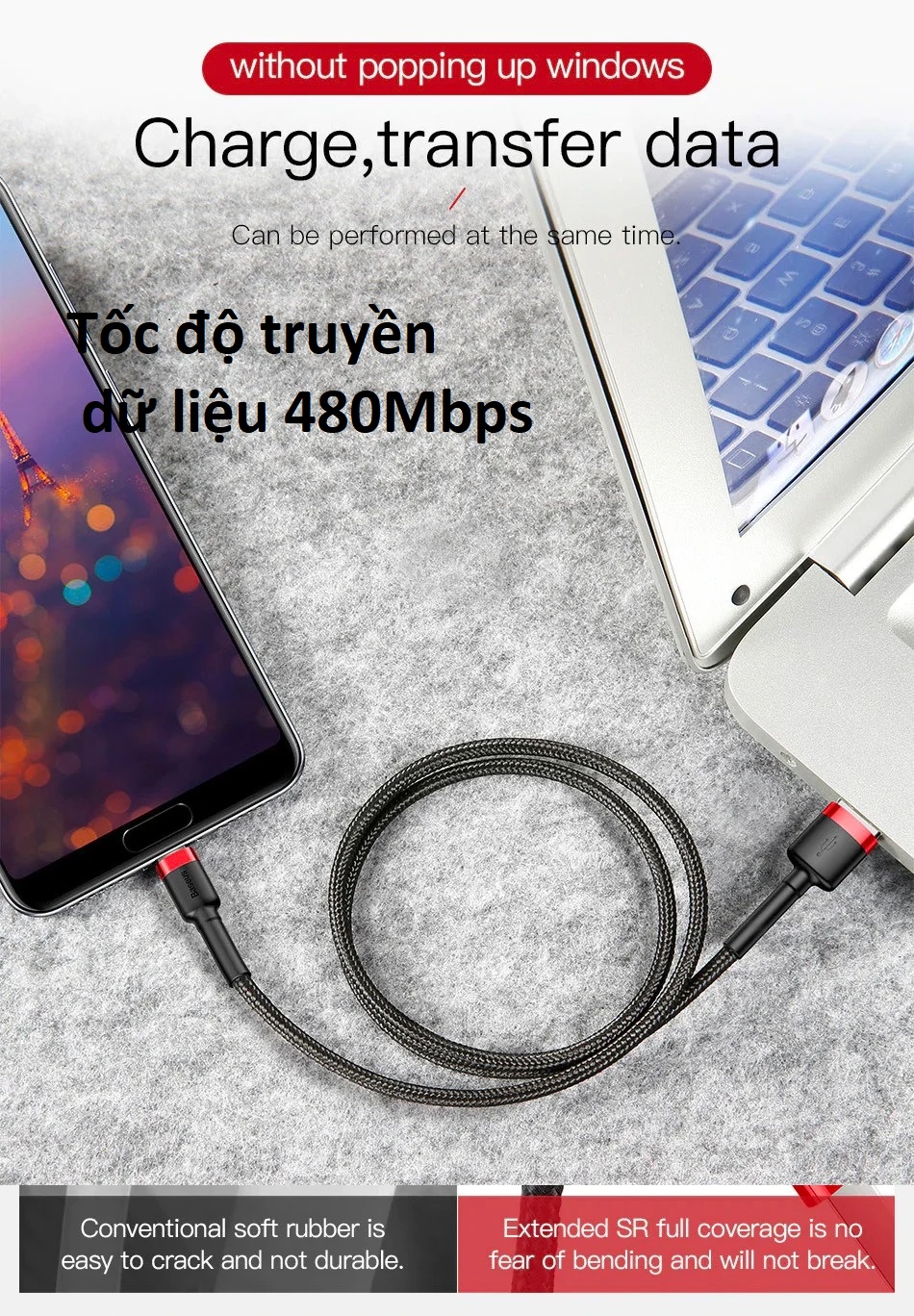 Cáp sạc và truyền dữ liệu Type-C Baseus Cafule
