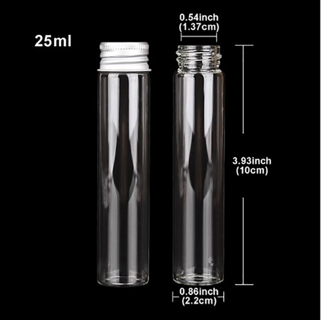 Special Offers 5/6/8/10/14/20/25Ml Glass Bottles With Aluminium Lids Small Glass Jars Transparent Medicine Powder Test Tube Bottle Diy Craft