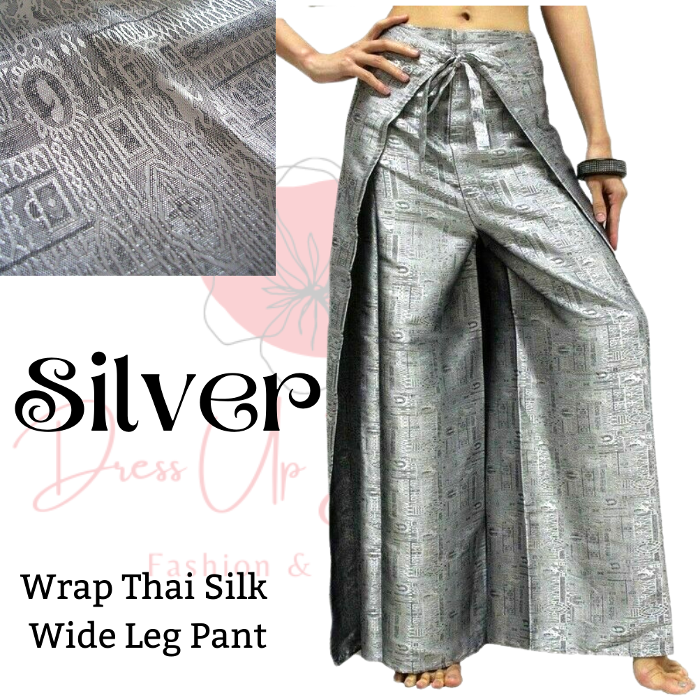 Turquoise Thai Silk Wrap Pants