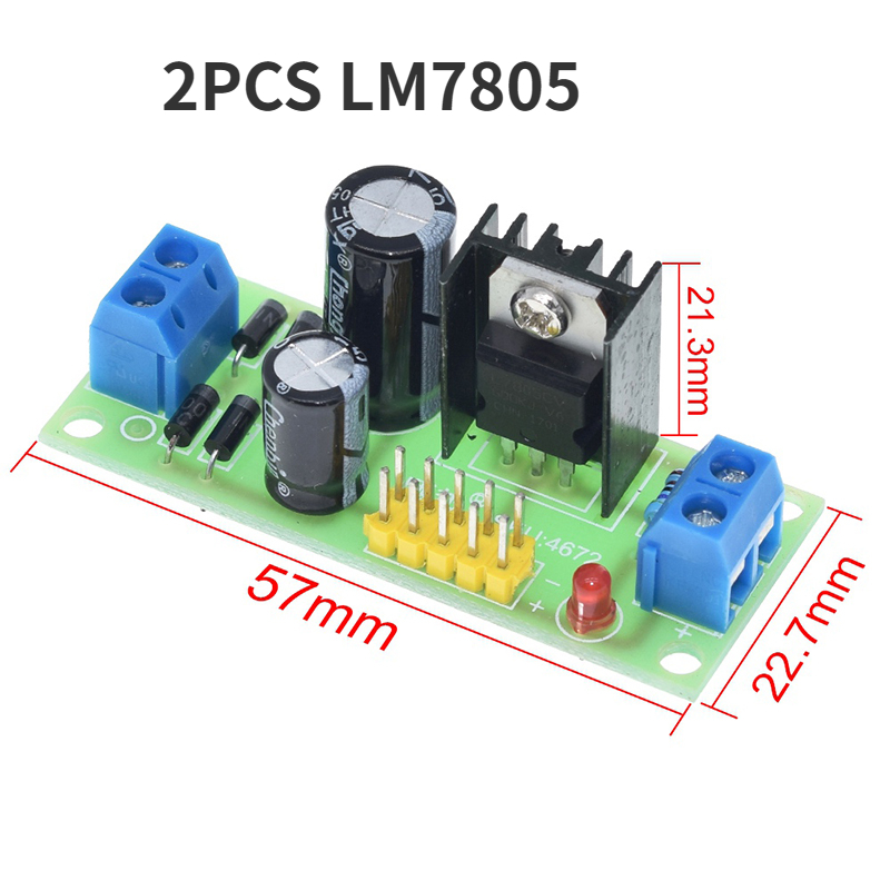 Step-Down Voltage Regulators 2pcs L7805 Voltage Regulator Module - 5V ...