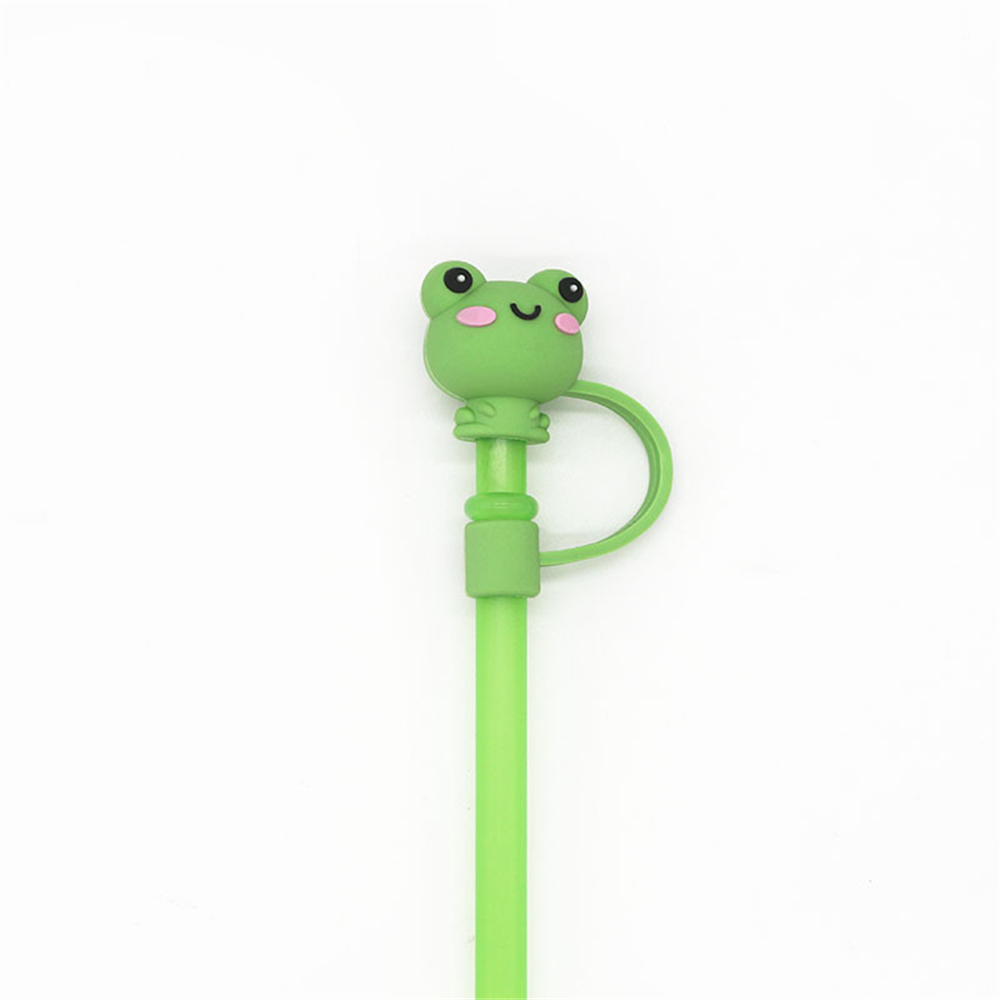 Bathtool 【With Straw】Silicone Straw Tips Cover Cute Silicone Reusable Drinking Straw Tips Lids Dust-Proof Straw Plugs
