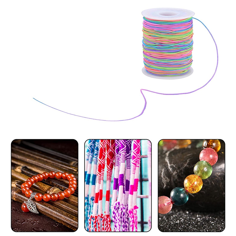 Elastic Cord Beading Cords Threads Rainbow Color Stretch String Cord Fabric Crafting String 4600