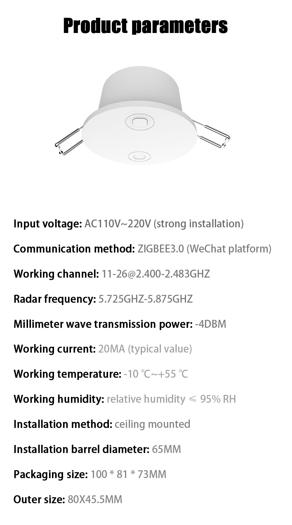 E Life Smart Store EWelink Zigbee Human Presence Sensor 5.8G Millimeter Wave Radar Detector Motion Sensor For Home Automation Multi-target Detection High-precision Detection Human Body Sensor