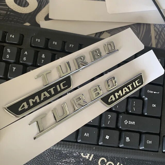 Flat Letters Emblem For Mercedes Benz Turbo 4matic Red Plus Car Styling Turbo Supercharge Fender Badge Sticker -font