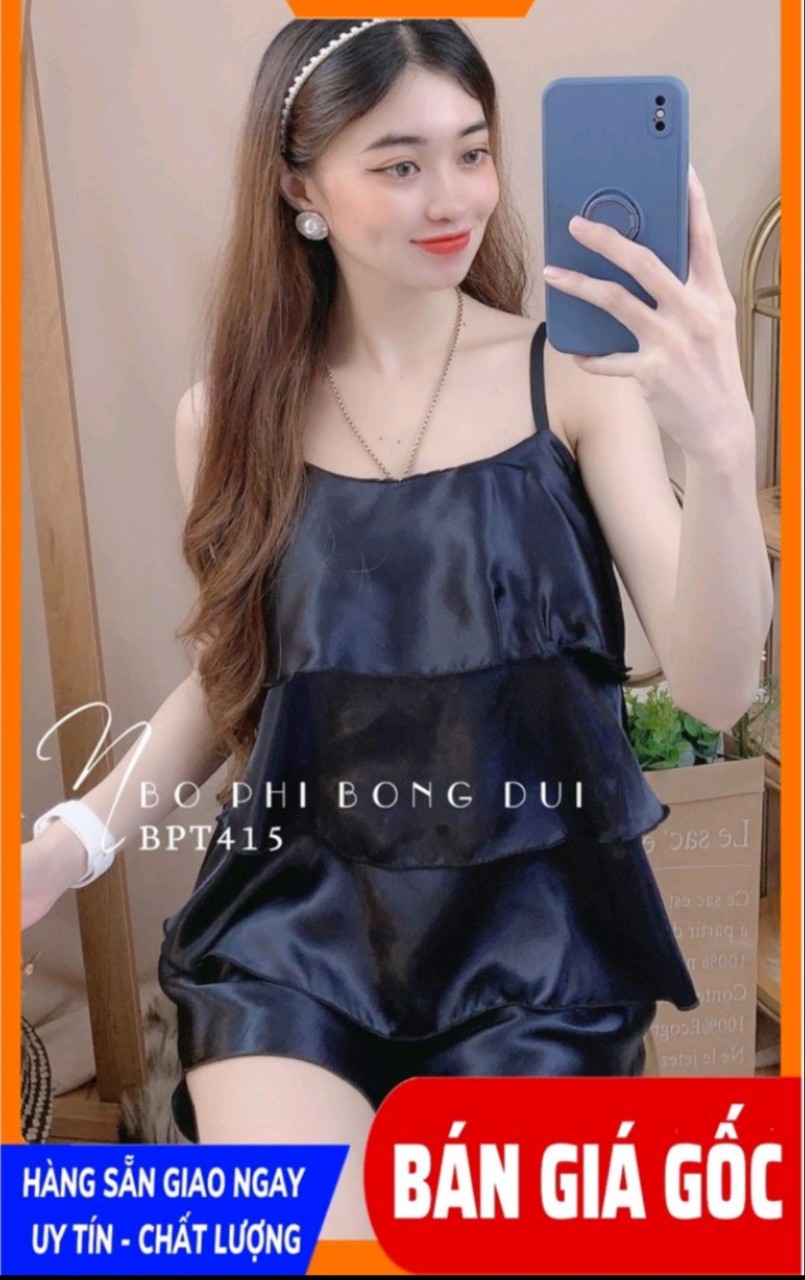 [HCM] Bộ đồ ngắn 3 tầng phi lụa mềm mại freesize dưới 57kg
