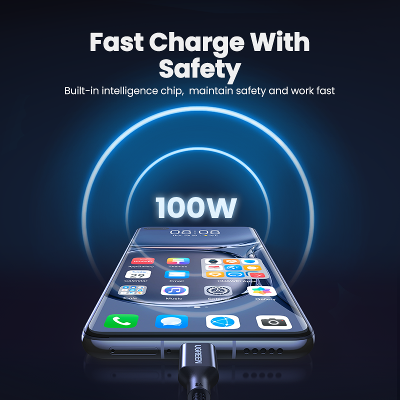 Cáp USB UGREEN 6A 5A 100W Cho Xiaomi Huawei 50 P40 30 Pro Siêu Sạc USB Type C Cáp Sạc Nhanh Cho Huawei Mate 50 Pro