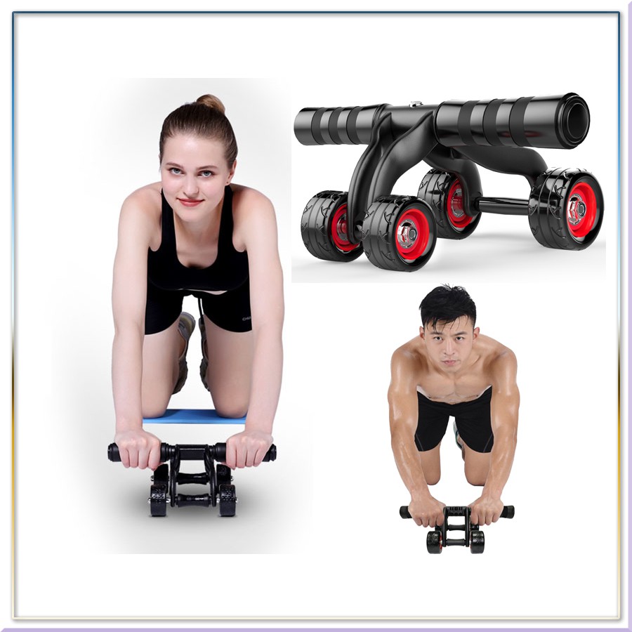 Con Lăn Tập Bụng 4 Bánh Cao Cấp( tặng kèm thảm)