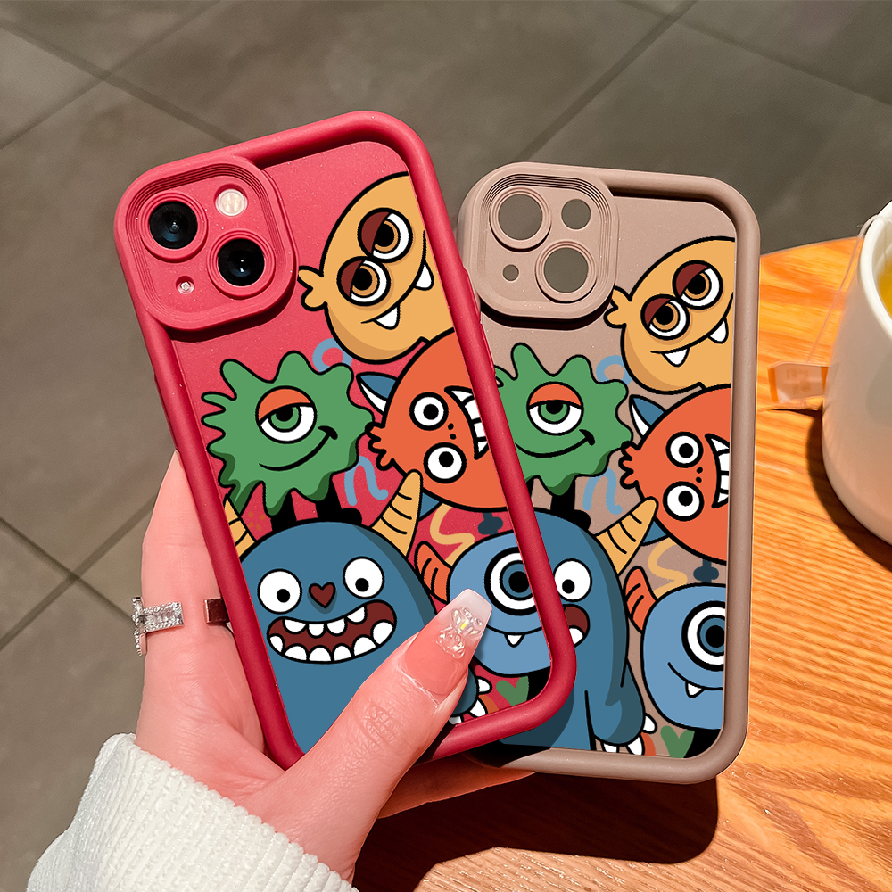 ZCSIBORUI for Samsung A51 Back Cover Small Monster Group Photo Pattern Soft Camera Protection Rubber Square Ladder Phone Case. 