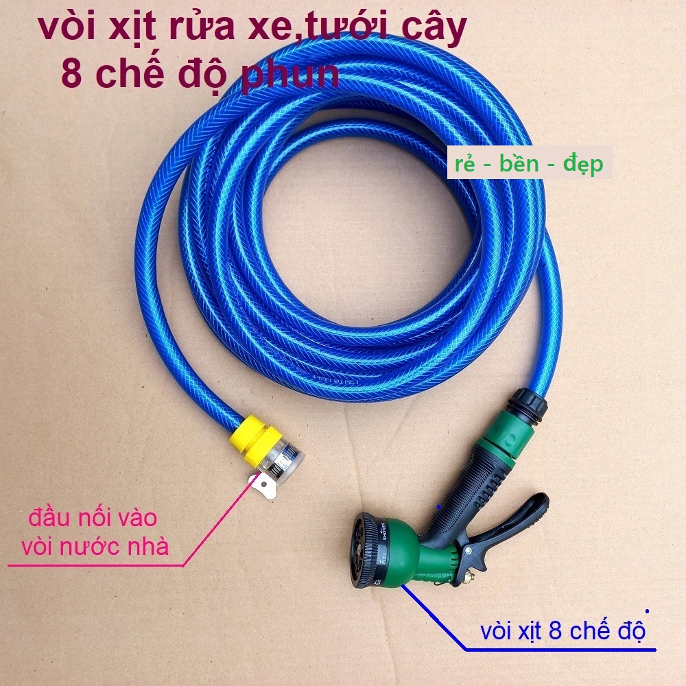 Bộ dây và vòi phun tăng áp lực nước,vòi phun rửa xe,vòi tưới cây,Bộ dây và vòi xịt tăng áp lực nước loại từ 3m đến 30m lắp cho vòi nước nhà thông thường