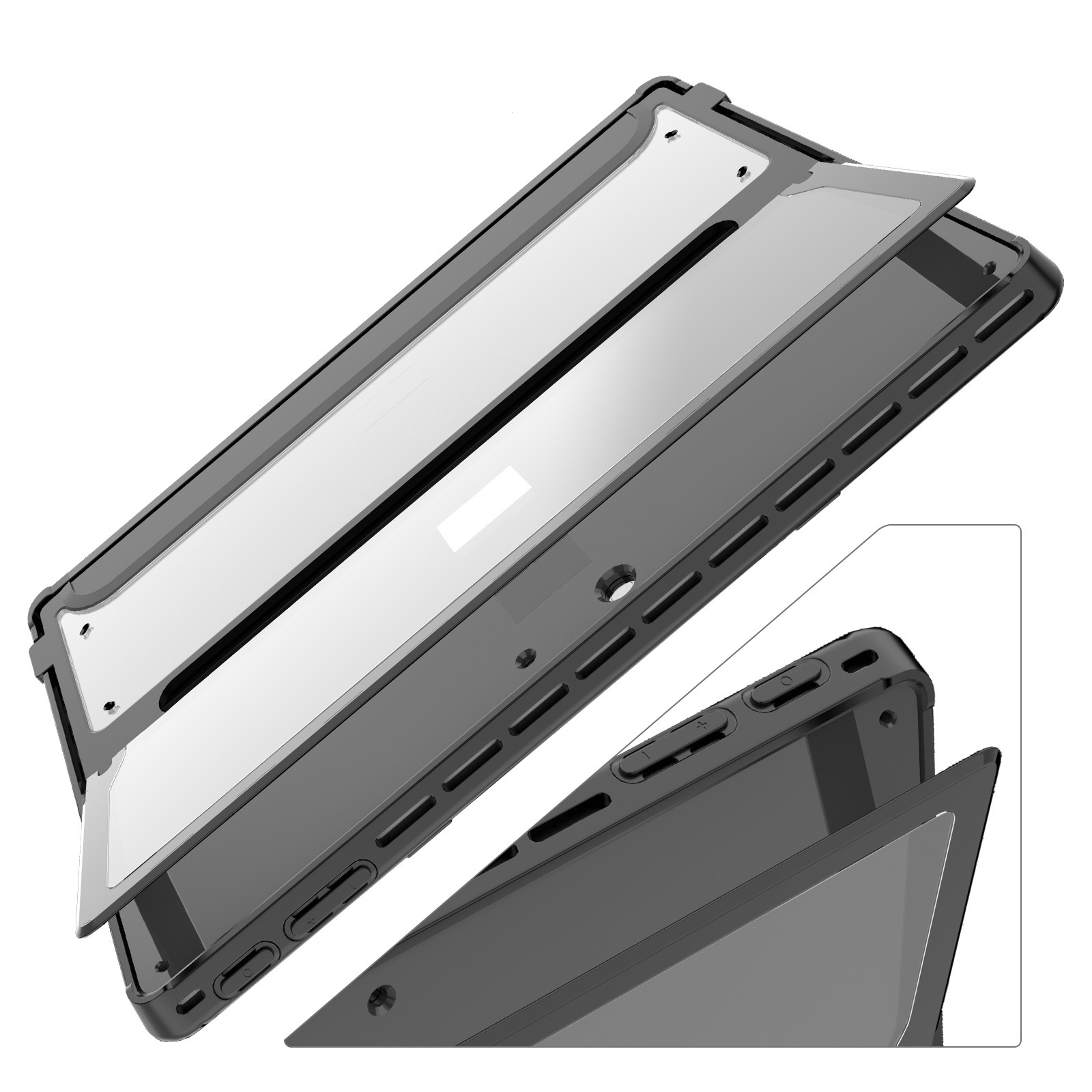 Tablet Protective Cover with Holder for Surface Pro 8/9 Tablet Accessories Part Black Transparent Anti-shock Protective Case