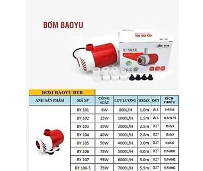(CHÍNH HÃNG) Máy Bơm Bể Cá Baoyu BYB-800-1000-2000-3000-4000-5000-6000 (BY-101,BY-102,BY-103,BY-104,BY-105,BY-106,BY-107,BY108S)