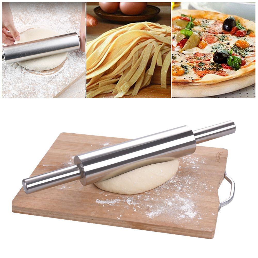 Solo thực tế bánh pizza không dính mì bột bằng thép không gỉ Con Lăn dụng cụ làm bánh phụ kiện nhà bếp Thanh lăn