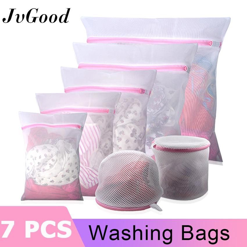 JvGood 7Pcs Mesh Laundry Bags Washing Machine Protection Net Mesh Bags Durable Washable Travel Laundry Bag Travel Storage Organize Bags for Blouse, Stocking, Underwear thumbnail