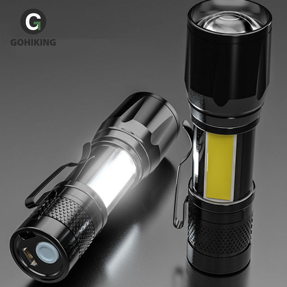 Portable Powerful Flashlight 3 Modes LED Flashlight Telescopic Zoom Camping Lantern USB Rechargeable for Outdoor Working